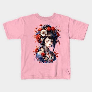 Anime Girl Japanese Geisha Kids T-Shirt
